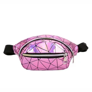 

Fashion 2019 new women's waist bag hip hop PU leather plaid colorful Fanny pack casual chest bag mini purse
