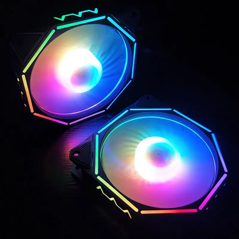 RGB компьютерный корпус вентилятора внутри и снаружи освещения компьютера хост охлаждения немой с контроллером волшебный цвет вентилятора