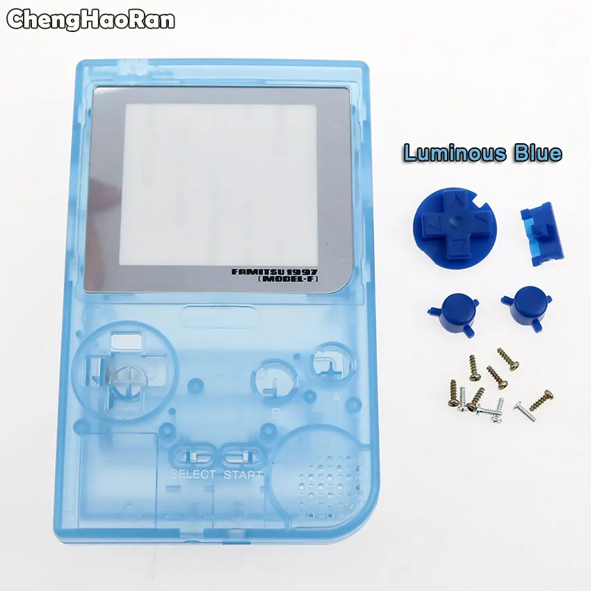 luminous blue ChengHaoRan 1 комплект пластиковый корпус Оболочка Чехол для nintendo Gameboy Карманная игровая консоль для GBP с объективом, кнопками, отверткой - Цвет: luminous blue