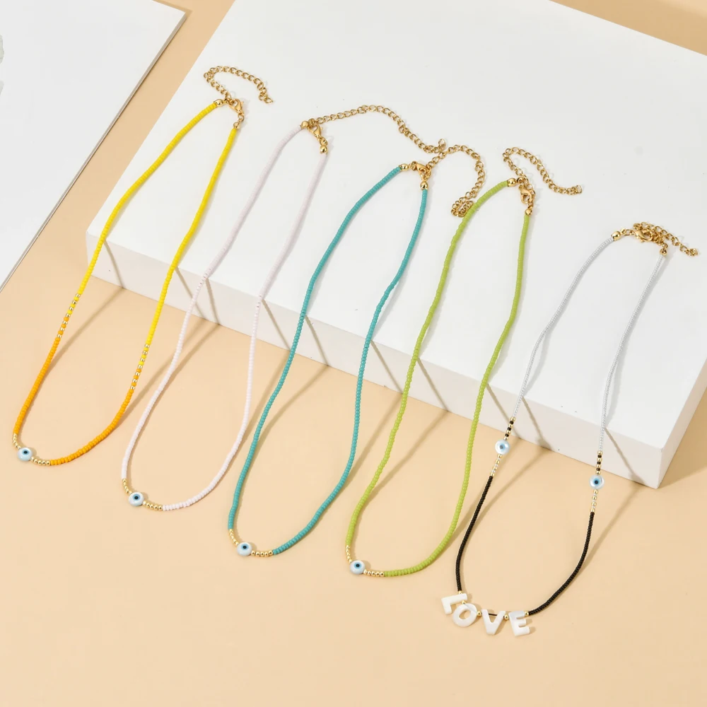 ZMZY Boho Thin Fashion Necklace Colorful Miyuki Beads Necklace Cute Evil Eye Charm Necklaces For Women Jewelery Collier - Image 5
