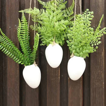 

5pcs Wall-mounted Ceramic Flower Pot Hanging Succulent Flower Basket Bonsai Plant Pots Container Hemp Rope Garden Decoration