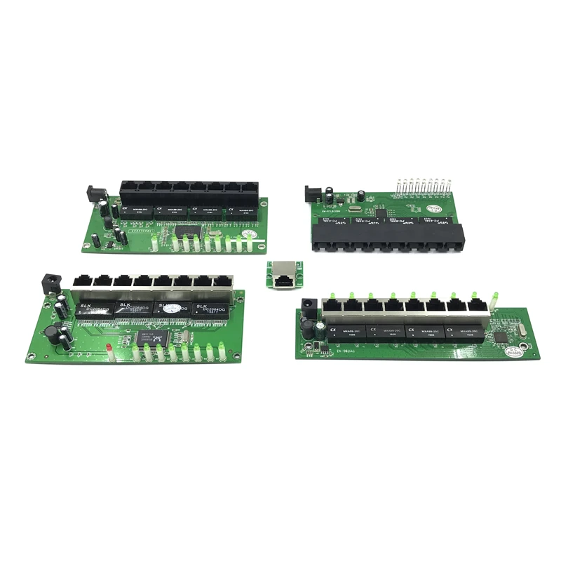 10 / 100mbps OEM factory direct mini fast 8-port Ethernet network lan hub switch board two-layer pcb 2 rj45 1 * 8pin head port