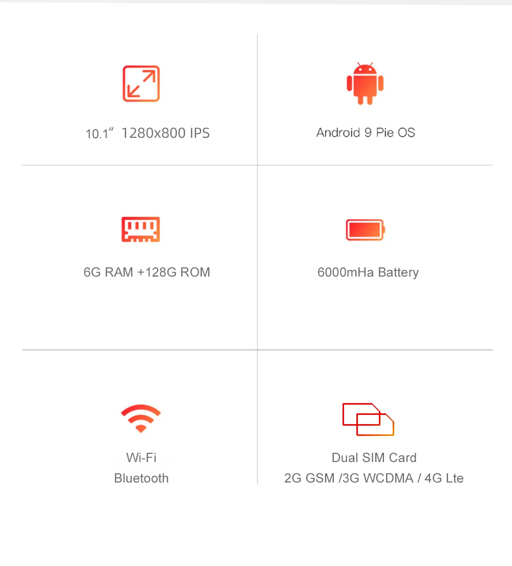 Дизайн 10,1 дюймов android 9,0 планшетный ПК 6 ГБ 128 Гб Две sim-карты 1280x800 HD большой экран Двойная камера 8 ядер планшеты 10