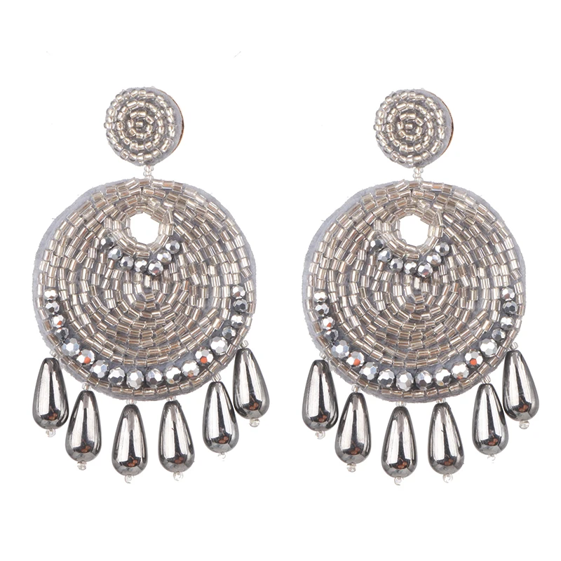 Jujia Boho красочные бисерные серьги-подвески для женщин девочек свадебные украшения ручной работы модные дизайны Висячие Эффектные серьги - Окраска металла: 52524-SV