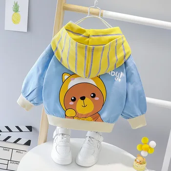 

Baby Girls Cartoon Bear Hooded Long Sleeve Jackets Cardigans Children Kids Leisure Coats Infant Boys Outerwear casaco