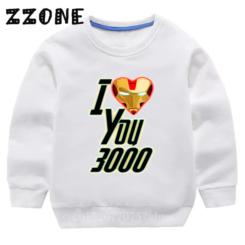 5283E-White Детские толстовки с капюшоном Детские свитшоты с надписью «I Love You 3000 Times», «Железный человек» Детский хлопковый пуловер топы для девочек и мальчиков, осенняя одежда KYT5283 - Цвет: 5283E-White