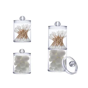 

New Cosmetic Make Up Cotton Swabs Transparent Container Acrylic Multifunctional Round Receive Box Jewelry Box