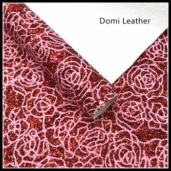 

(DM6179) Rose Embossed Chunky Glitter Fabric For Making Handbags