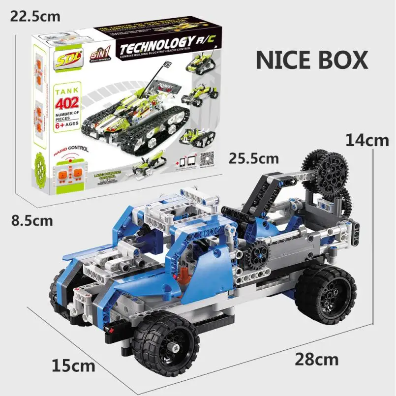 401 шт. DIY Kit R/C 10 в 1 гоночные автомобили Строительные кирпичи Радиоуправление гоночная игрушка для дистанционного управления s игрушки avion rc electrico W726
