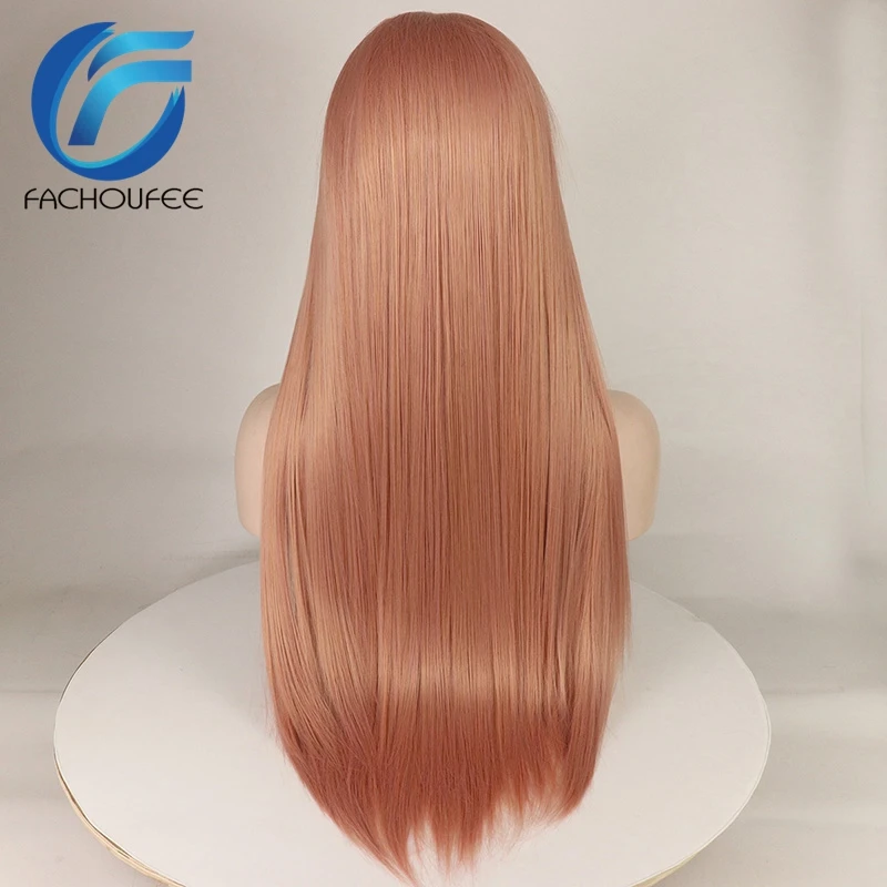 FACHOUFEE розовые парики из синтетических волос с естественной линией волос натуральный шелковый прямой доступный бесклеевой парик
