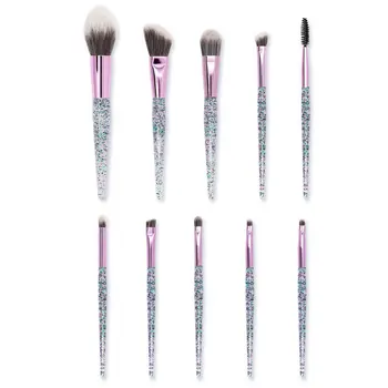 

Handle Earth-friendly Ps Material Cruelty Crystal Handle Makeup Brush Pu Bag Sequin Crystal Silk Sand Makeup Brush Set