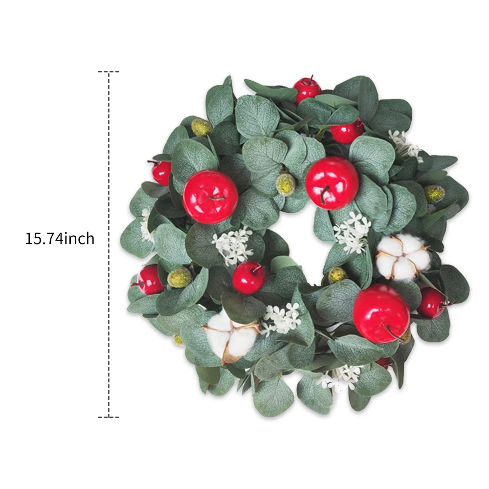 Christmas Wreath Artificial Wreath Garland Natural Artificial Plants Flower Wall Fence Fake Hanging Wreath for Christmas Decora