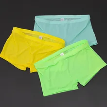 Summer Ice Silk Men Underwear Seamless Transparent Boxer Shorts Ultra Thin Sheer Breathable Comfortable Panties Underpants