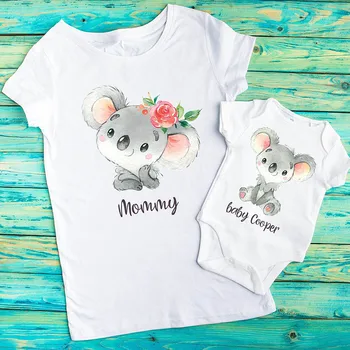 

Mom Daughter/Son Shirt Set Koala Baby Bodysuit Koala Mommy T-shirt Mommy and Me Cute Koala Family Koala Shower Gift