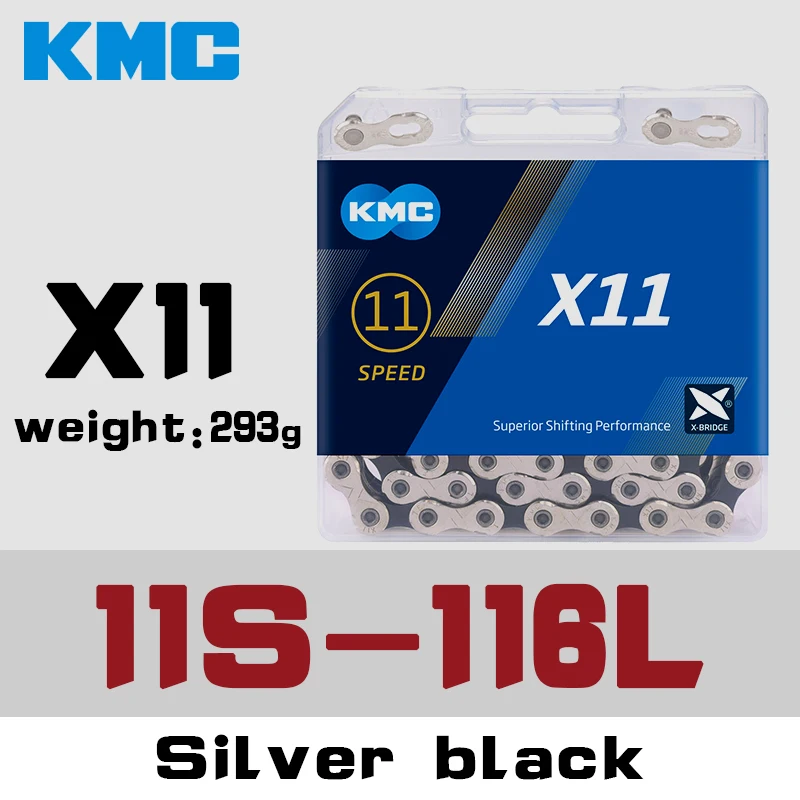 KMC, x9x10x11 speed 116maillons chain mountain bike/Road, suitable for SRAM 9s 10s 11 speed, 9V, 10V, 11 V, bicycle parts, accessories