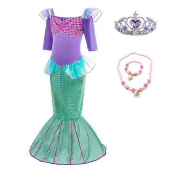 

Girls Mermaid Tail Dress Cosplay Princess Little Ariel Mermaid Fancy Party Dress Clothes 3-12 Years Kids Fish Maid Costume