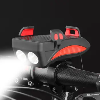 

1 pc Bike Light Mobile Phone Holder with Lights Bracket Riding Front Light Speaker LED USB Stand Support