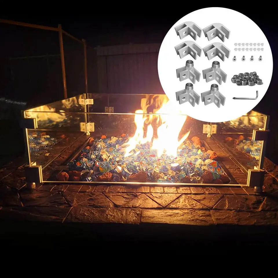 Accesorios de protección contra el viento para fogatas de fuego, Clip de  soporte de vidrio cuadrado para parabrisas, duradero, DIY, Clip de Metal  con alfombrilla de goma - AliExpress, image size:960x960
