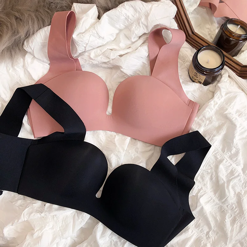 

Wriufred Vest-style gathered no steel ring rising cup lingerie receiving breast bra thin upper part lower thickness underwear