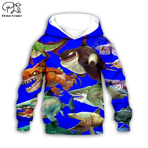 Крутые худи с 3D-принтом «Морская Акула» для маленьких мальчиков и девочек, Толстовка Футболка для малышей комплект с топами и штанами, Осенняя детская одежда