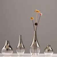 O.Roselif Brand Nordic Flower Glass Vase Creative Silver Gradient Dried Insert Desktop Terrarium Jewelry Decoration Plant Holder 2