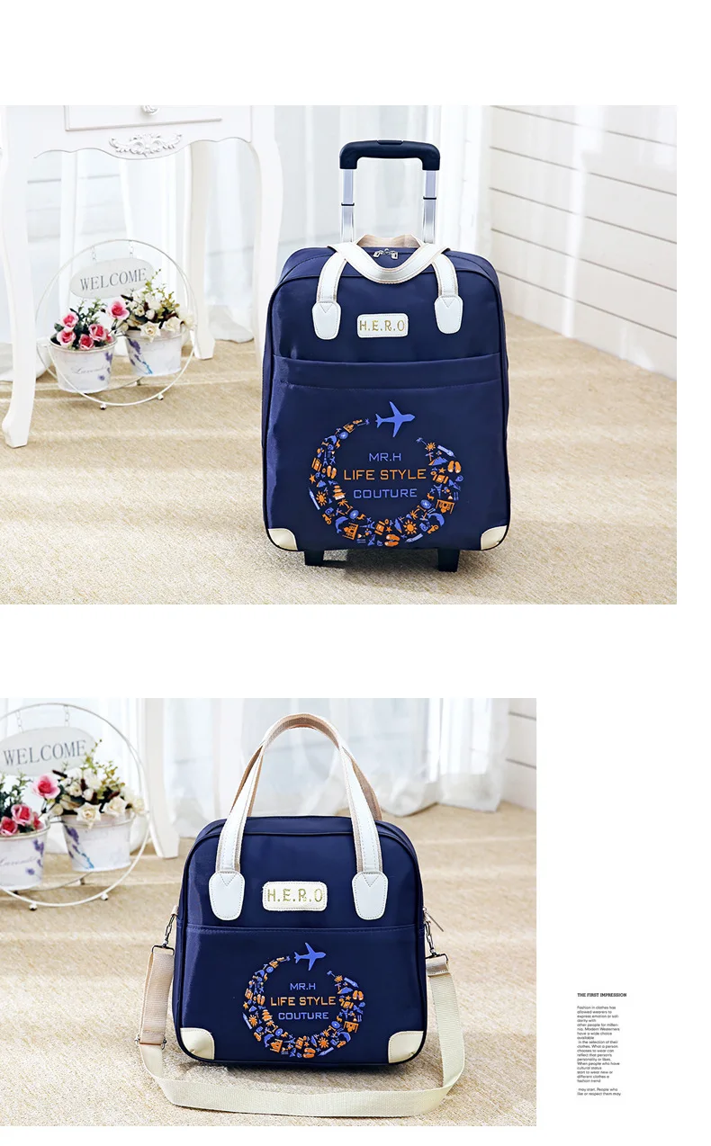 2PCS/SET Wheeled bag travel Women travel Handbag wheels trolley bags large capacity Boarding bag Travel Luggage Suitcase Bag