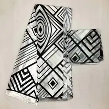 Натуральная шелковая ткань Африканская шелковая восковая шелковая шифоновая ткань 2+ 4 ярдов африканская ткань Дубай кружевная африканская восковая ткань для Пэчворк MA-03