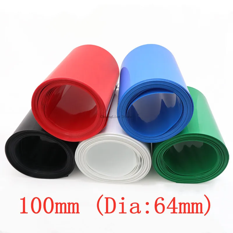 

PVC Heat Shrink Tube 100mm Width Blue Multicolor Shrinkable Cable Sleeve Sheath Pack Cover for 18650 Lithium Battery Film Wrap