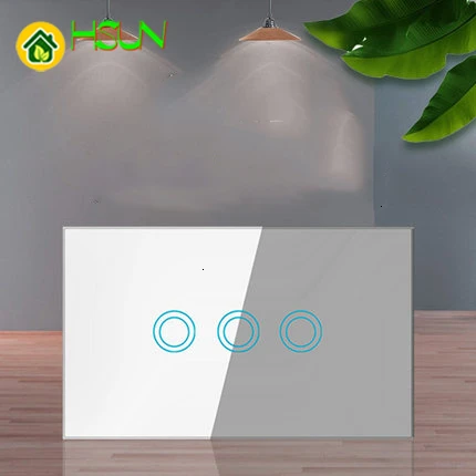120 type US /AU Standard Touch screen Switch 3 Gang Glass Touch Switch 110-240V Light Sensor Waterproof Switch remote control
