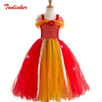 

Christmas Carnival Party Girls Snowflake Tulle Long Style Tutu Skirt Girls Christmas Night Costumes Birthday Party Dress