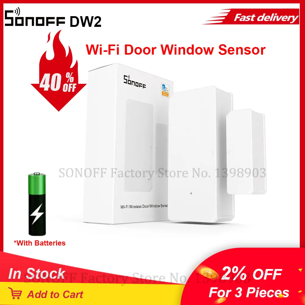 SONOFF DW2-Wifi con batería WiFi Sensor de ventana de puerta de aplicación eWeLink notificación de alertas para casa inteligente de seguridad