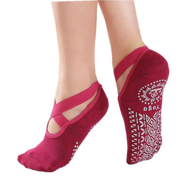Women Yoga Socks Anti Slip Bandage Sports Ladies Girls Ballet Socks Dance Sock Slippers yoga socks