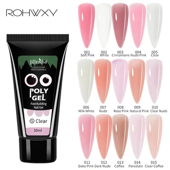 

ROHWXY 15/30ML Gel Finger Nail Extension Glitter Nail Gel Diamond UV Building Jelly Gel Polish Enhancement Manicure