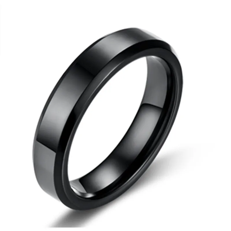 Black Matte 4 мм 316L нержавеющая сталь классические яркие матовые кольца минималистичные Свадебные Кольца для пар для женщин и мужчин Подарок Обручальное кольцо ювелирные изделия - Цвет основного камня: Black Matte