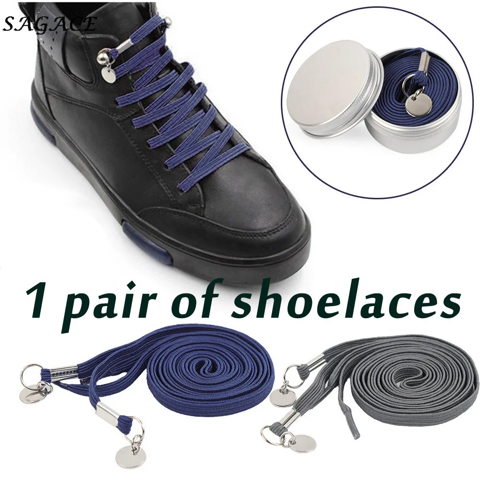 SAGACE шнурки 1 пара эластичные одна рука без галстука лень шнурки ботинок шнурки серый/синий удобный шнурки с металлическим кольцом