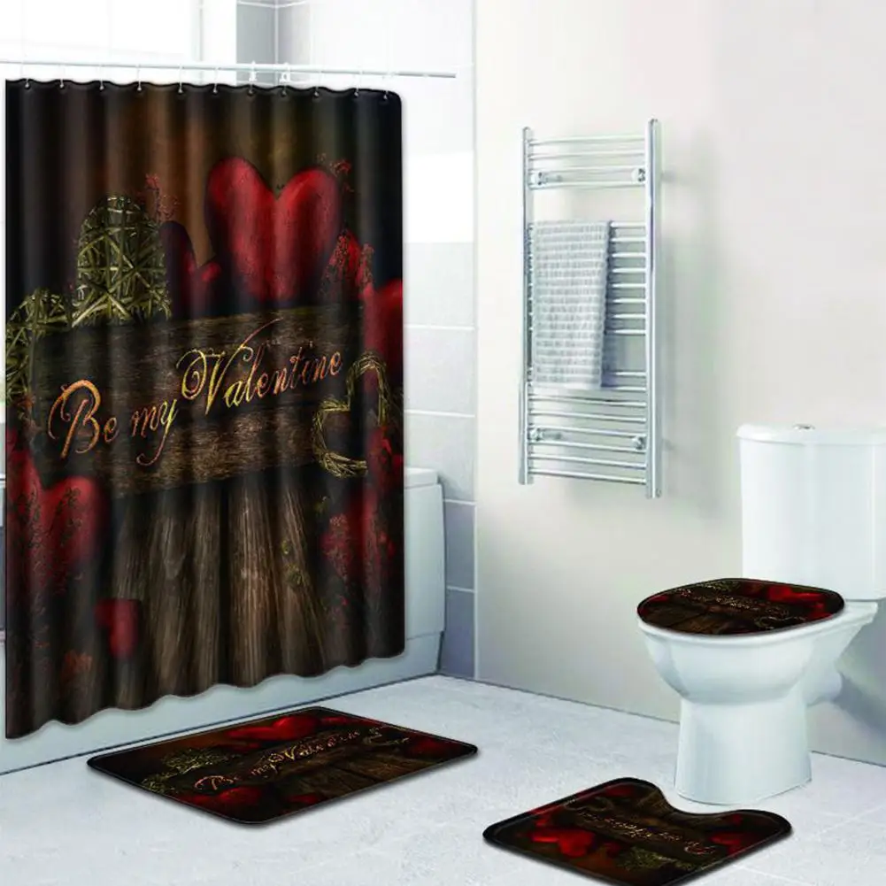 Love theme 15 HobbyLane 4 шт./компл. тема любви на нескользящей подошве для туалетной бумаги крышка коврик для ванной душевая Шторы комплект на День святого Валентина - Цвет: Love theme 15