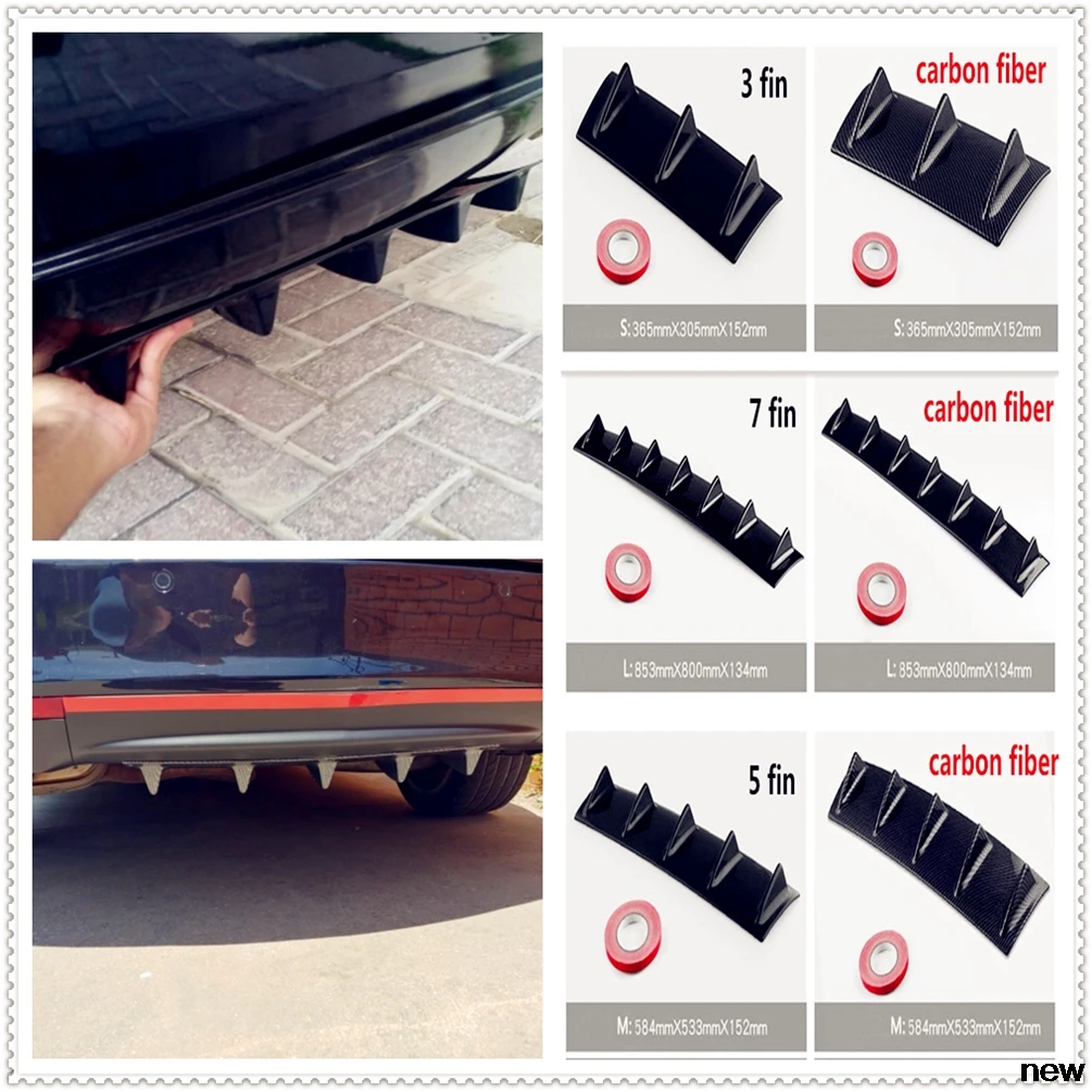 Автомобильный диффузор губа на задний бампер плавник глянцевый черный