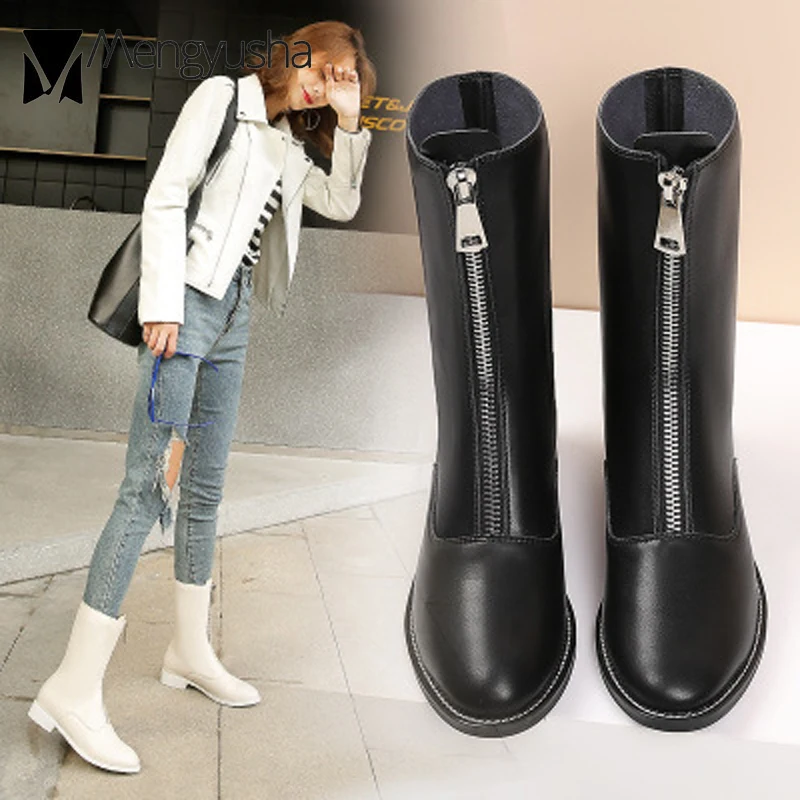 Women Boots Zipper Front Brand Boots Zip Front Top Women Boots