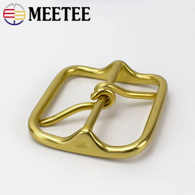 Meetee Твердый латунный металлический ремень с пряжкой для мужчин и женщин двойной штифт пряжка для ремня 60 мм Сделай Сам кожевенное ремесло джинсы аксессуары