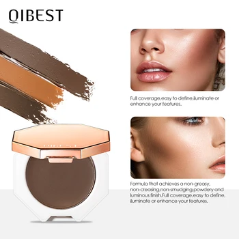 QIBEST Face Makeup Bronzer Palette Cream Silky Contouring Makeup Cosmetic Highlighter Bronzer Palette Makeup Face