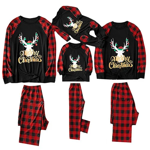 Рождественские пижамы; одинаковые комплекты для семьи; Рождественский пижамный комплект; детская одежда для сна; женская и Мужская одежда для сна для малышей; Модный пижамный комплект на год - Цвет: Бежевый