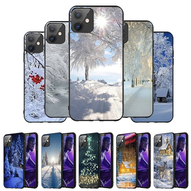 Mobile TPU Soft Silicone Phone Case for iPhone X XR XS 11 Pro Max 8 7 6 6s 5 5S Cover Christmas snow | Мобильные телефоны и