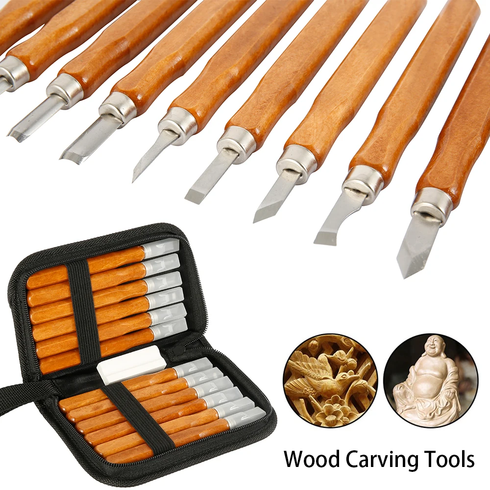 12pcs Wood Carving Chisel Knife Tools Set DIY Woodcut Sculpture Woodworking Pottery Ceramic Clay Hand Tool | Инструменты