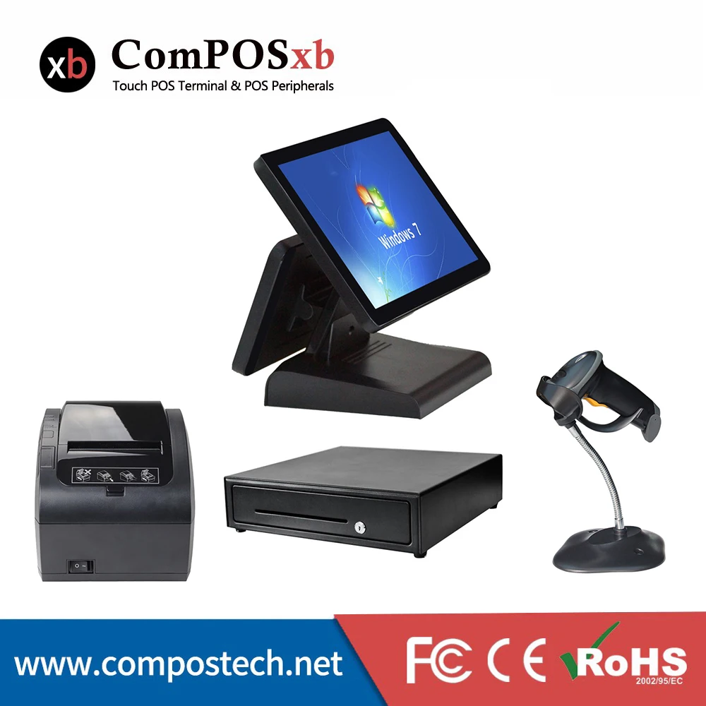 Compoxxb двойной экран pos машина кассовый аппарат принтер сканер Точка продаж pos система