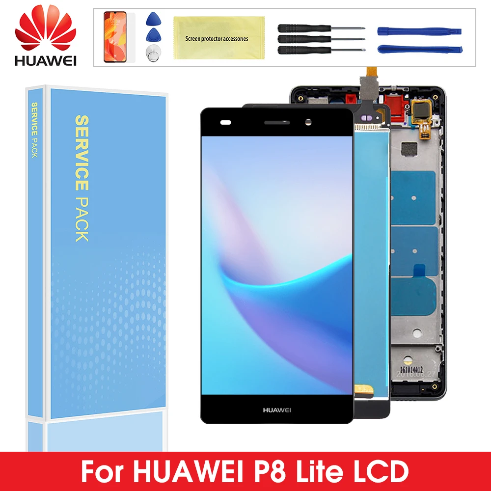 

For Huawei P8 Lite LCD Display Touch Screen Digitizer Assembly With Frame Replacement For Huawei P8 lite ALE-L04 ALE-L21
