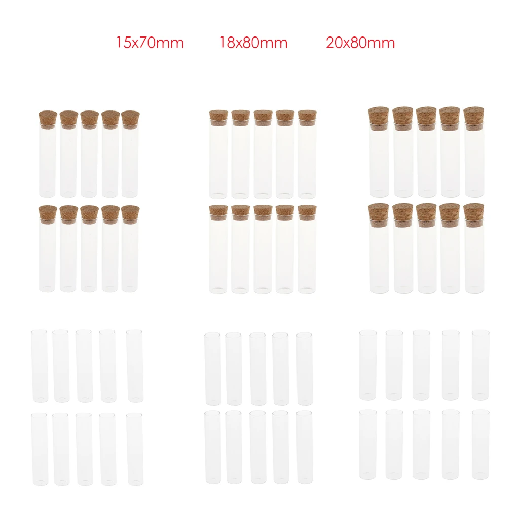 Borosilicate Glass Flat Test Spice Tubes, Pack of 10 Pieces; Clear view, helps with quick identification