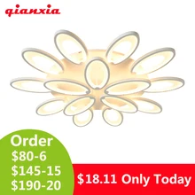 Светодиодный светильник для гостиной, спальни, столовой, потолочный светильник, белая люстра, освещение, AC90-240V с пультом дистанционного управления