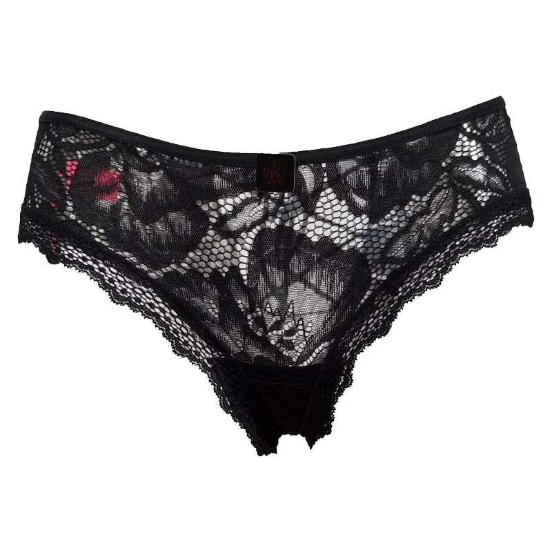 

Fashion Black Sexy Hollow Out Low-Rise Cross Straps Lace Panties Women Underwear Brief for Female/Lady Lingerie BR070