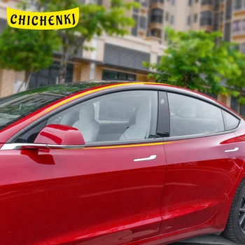 

For Tesla Model 3 2017-2020 Car Stainless Window Middle Column Pillar Cover Sticker Frame Exterior Moulding Trim Decoration