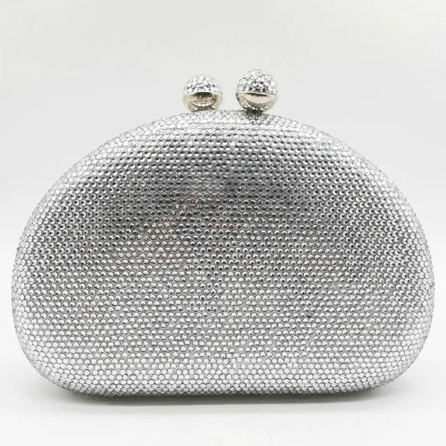 Silver Clutch Bags Boutique De FGG элегантные фиолетовые женские вечерние сумочки-клатчи со стразами, свадебные сумочки для невесты, вечерняя сумочка со стразами - Цвет: Silver Clutch Bags